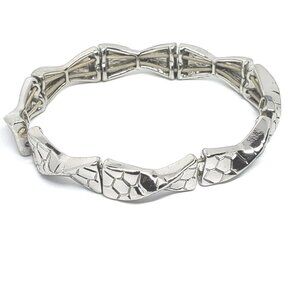 Lia Sophia Silver Tone Snake Skin Pattern Stretch Bangle Bracelet
